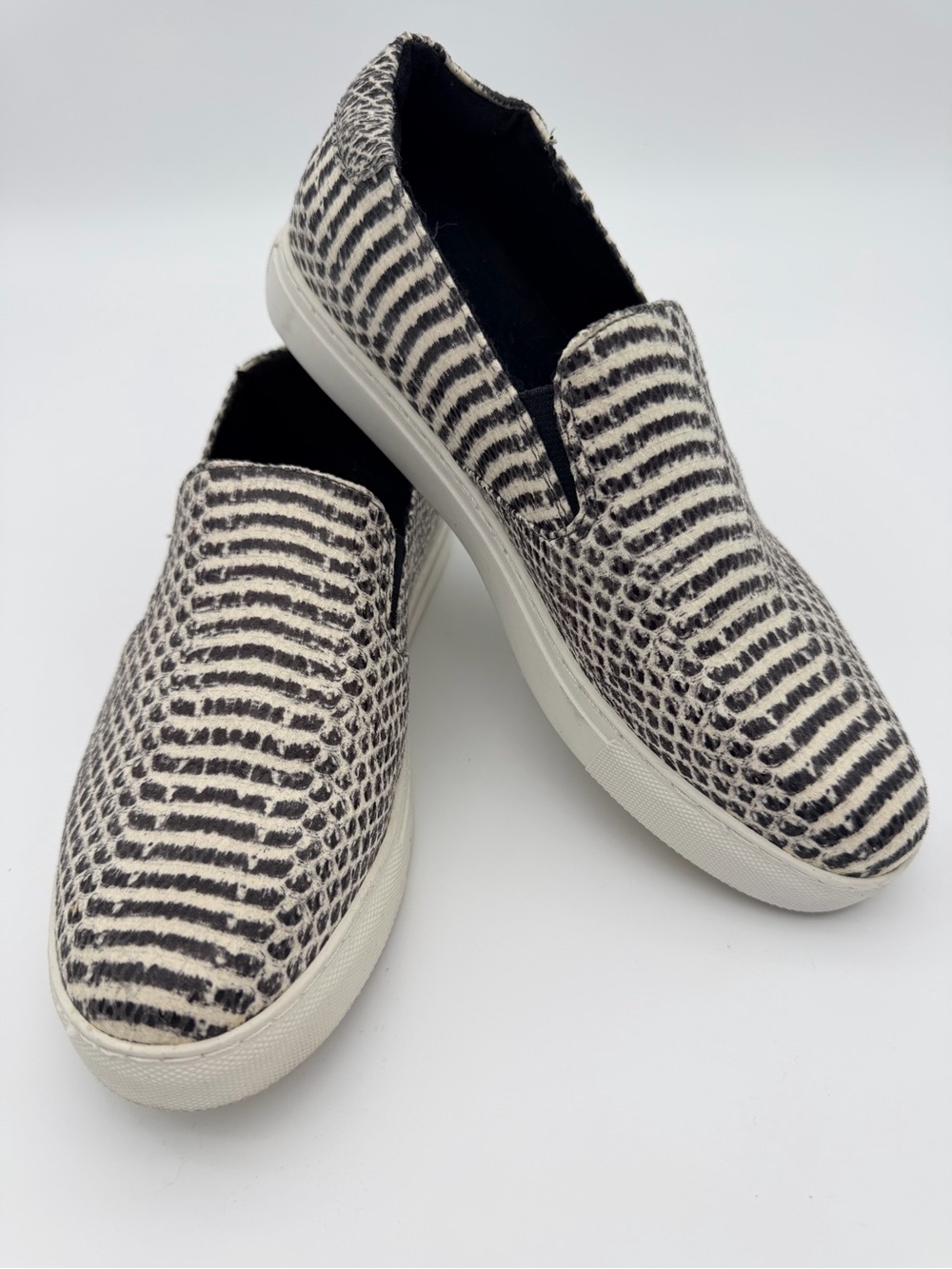 Kenneth Cole Black & White Striped Slip-On Casual Shoes